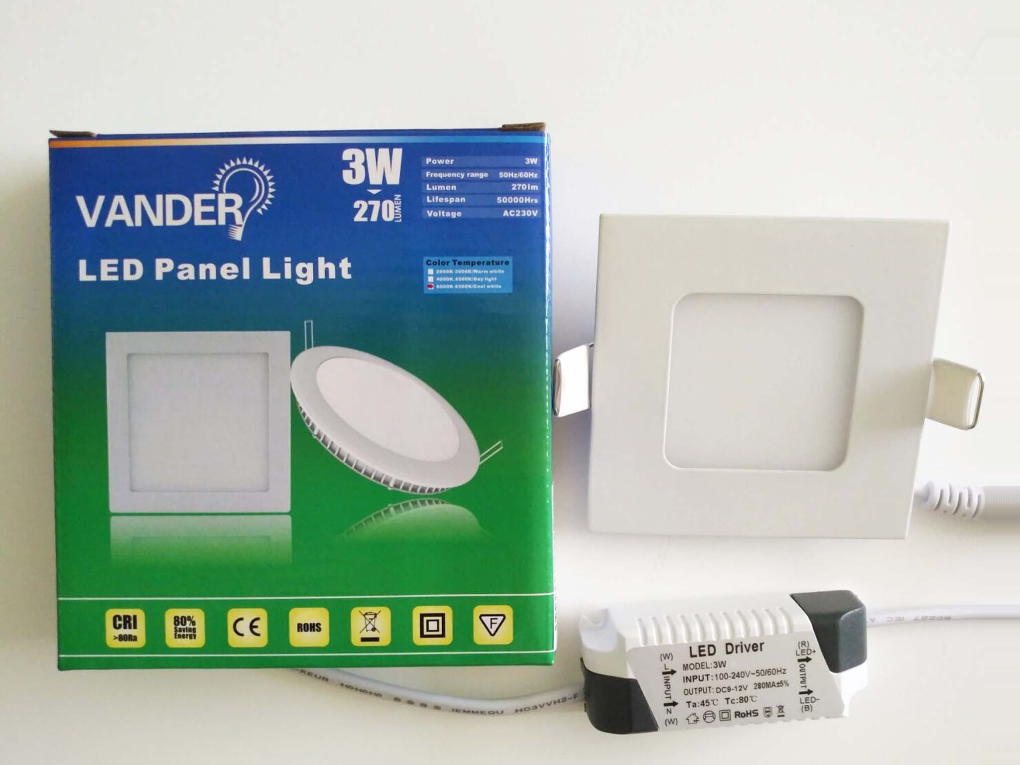 Colorful box package LED panel light 3W