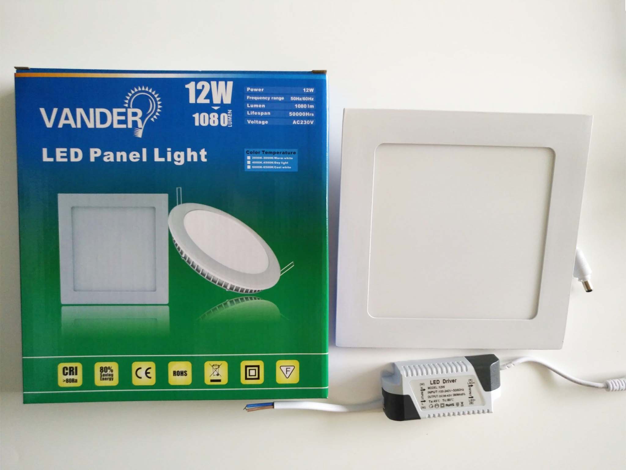Colorful box package LED panel light 12W